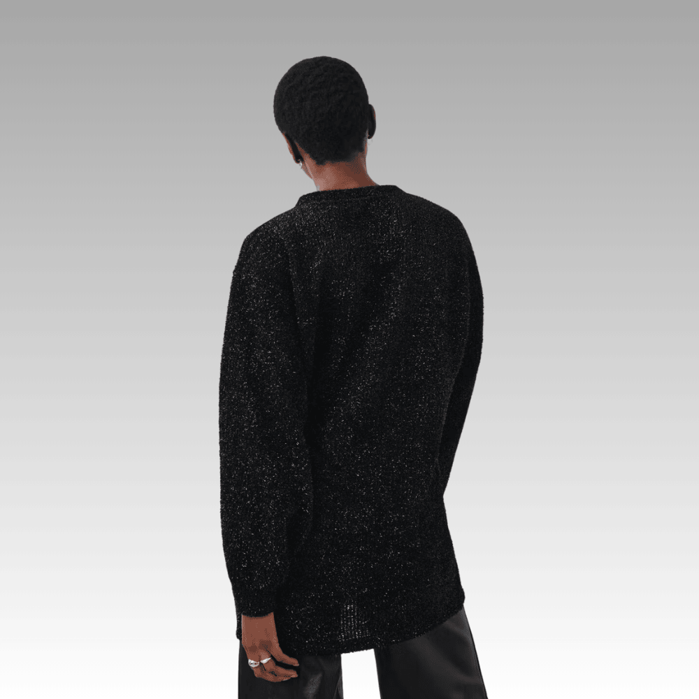 black glittery oversized knitted sweater fpknw