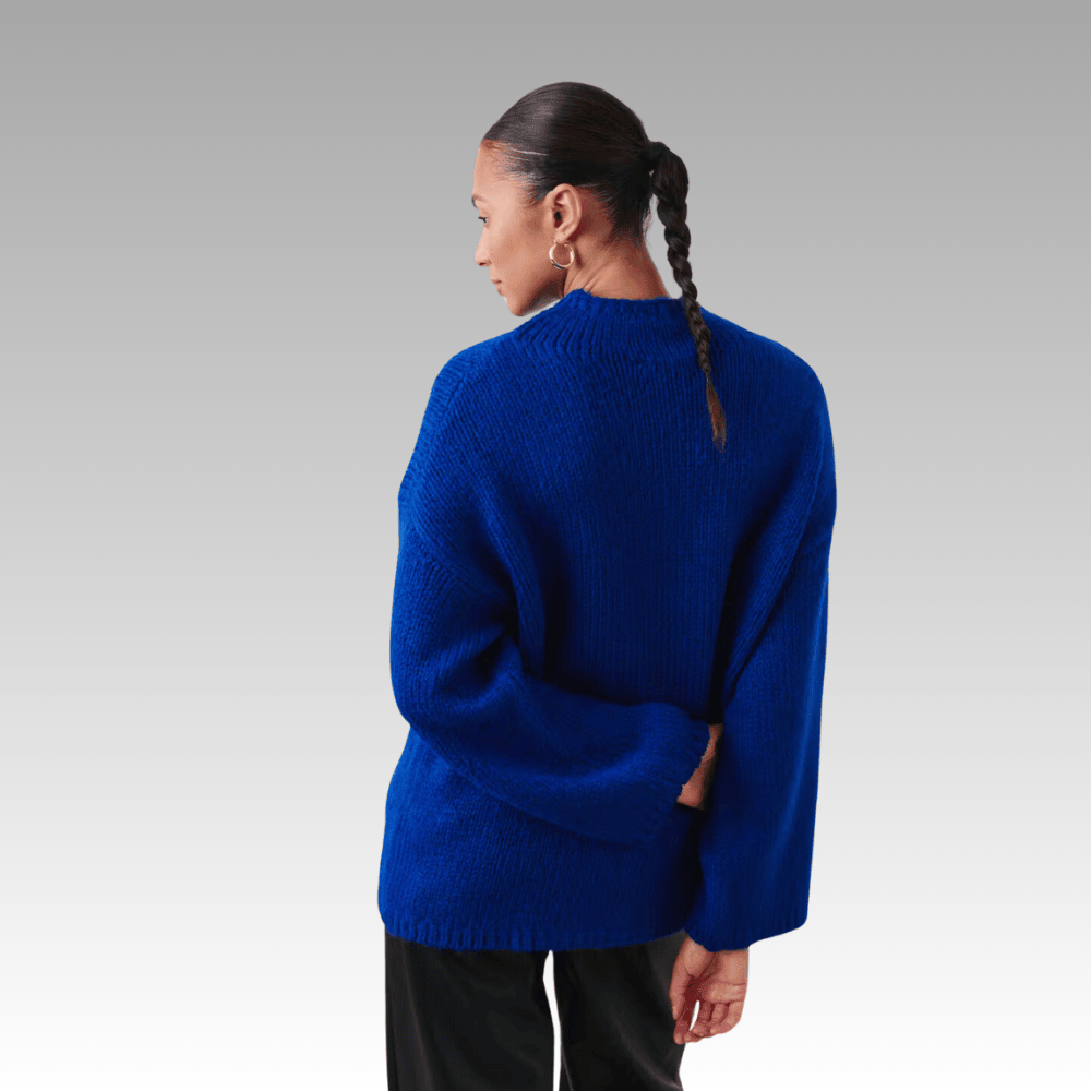 blue knitted sweater with boxy fit zkj9v