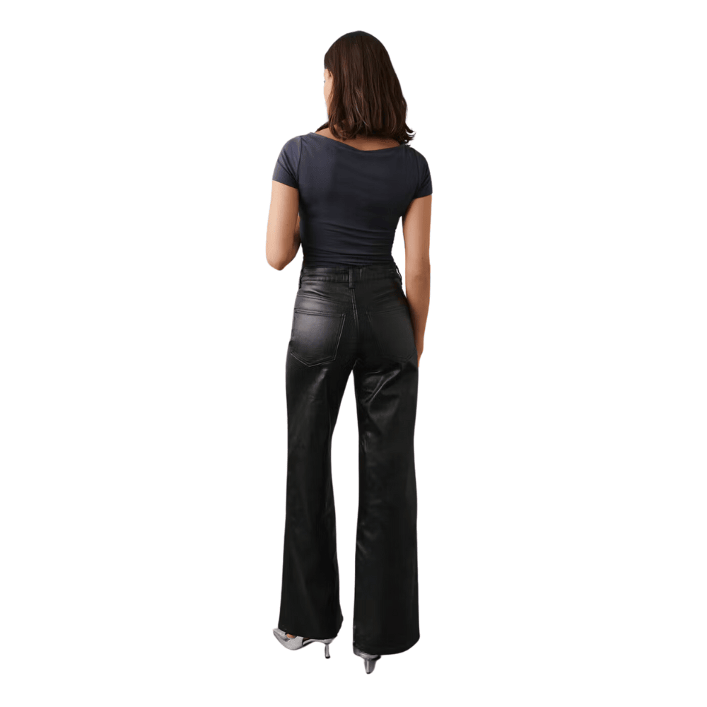 chic coated wide leg jeans for trendsetting wardrobes hsghl