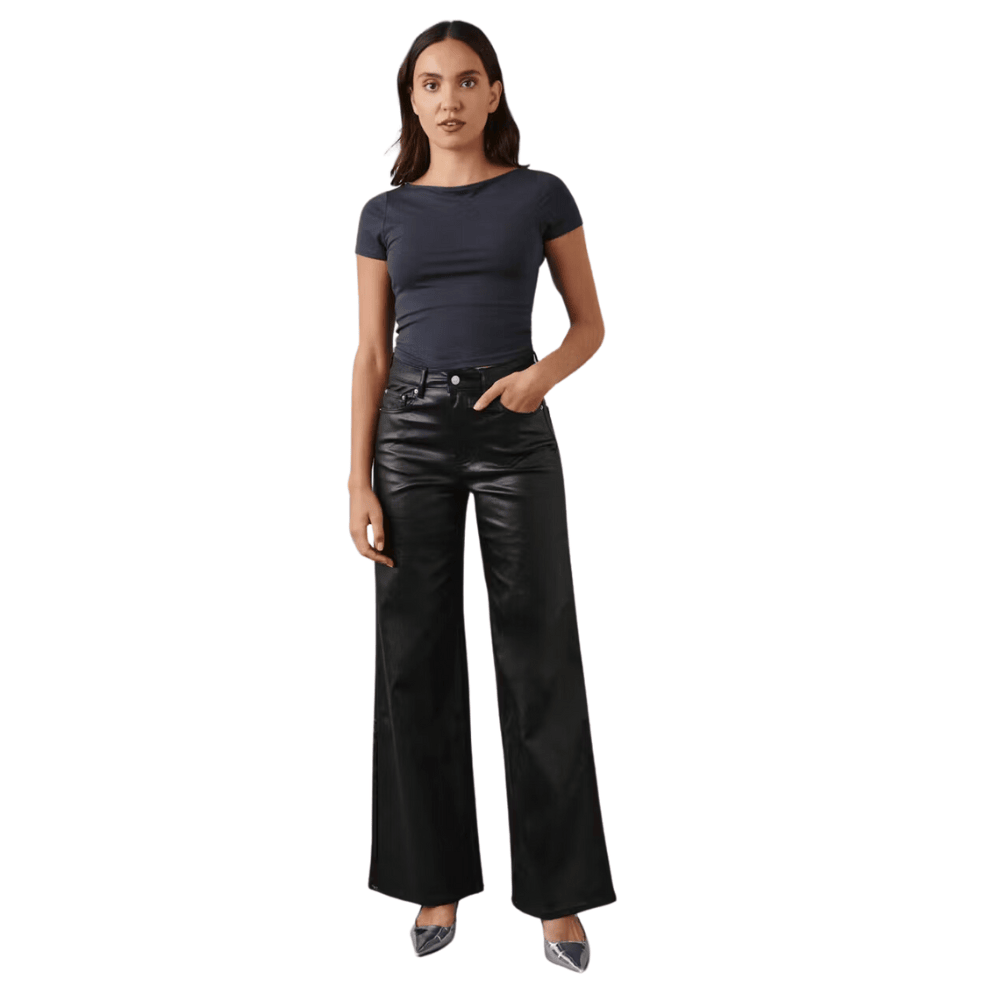 chic coated wide leg jeans for trendsetting wardrobes viyog