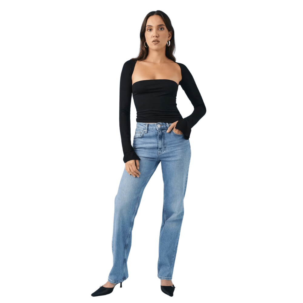 classic mid rise straight fit jeans