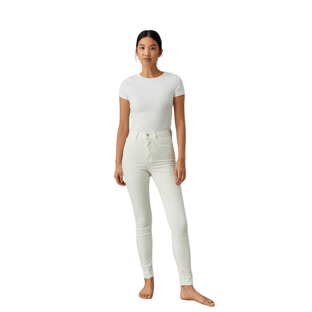 high waist superstretch white jeans with slim fit pj38u