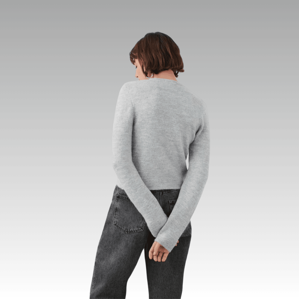 light grey melange soft knit cardigan kkdnb