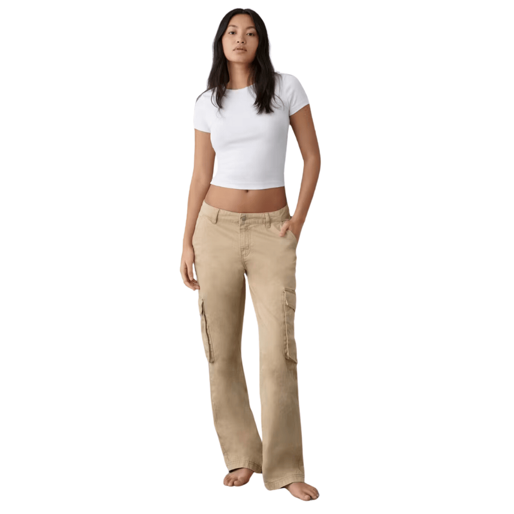 low waist beige cargo jeans with 00s inspired fit 6othd