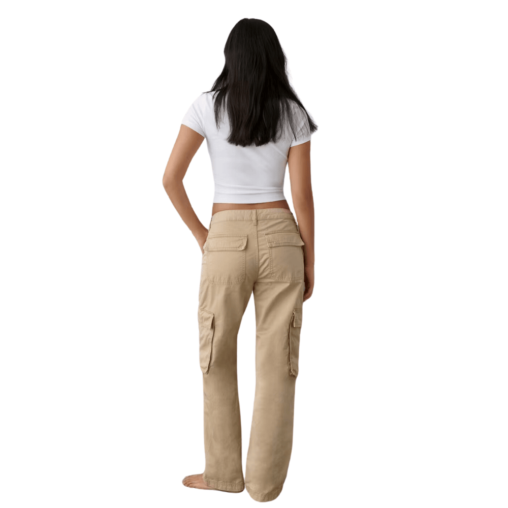low waist beige cargo jeans with 00s inspired fit 8c3ps