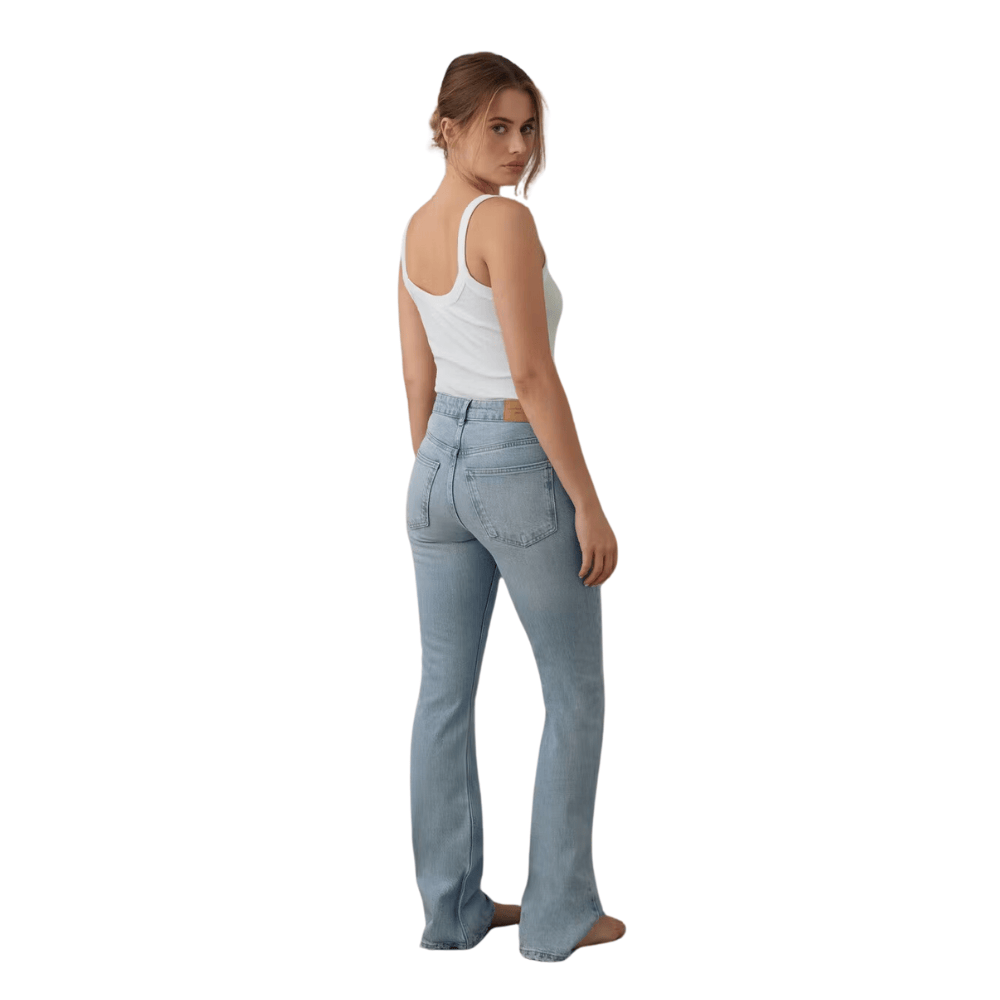 mid waist light blue bootcut jeans with slim fit jrf90