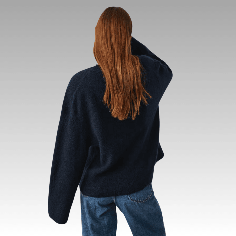 navy blue mohair blend boxy fit knitted jumper m4zen