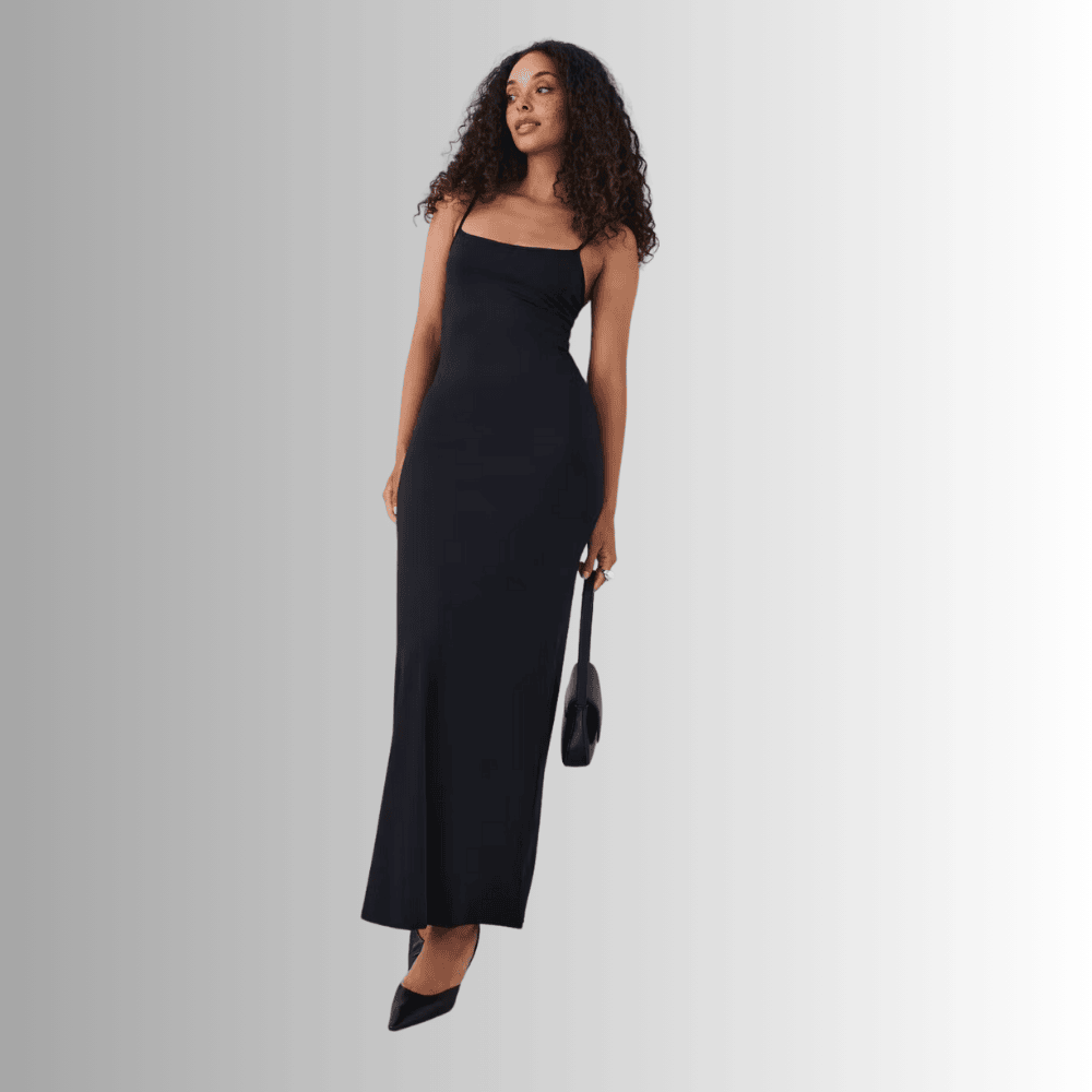 sleeveless black maxi dress with adjustable straps v1ma7