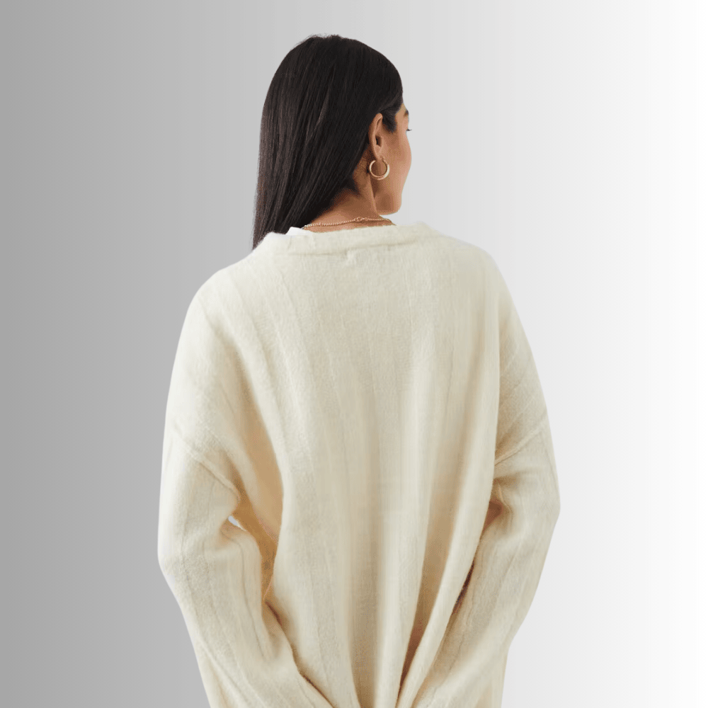 warm white knitted jumper with boxy fit n84b1