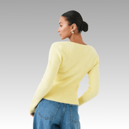 yellow rib knit top with square neckline hoony